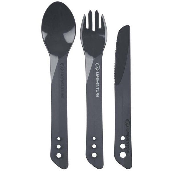 Lifeventure Ellipse Knife Fork And Spoon Set Grey