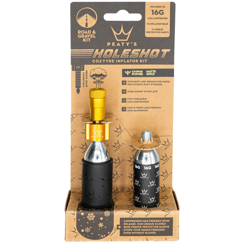 Peaty's Holeshot CO2 Tyre Inflator - Road and Gravel Gold