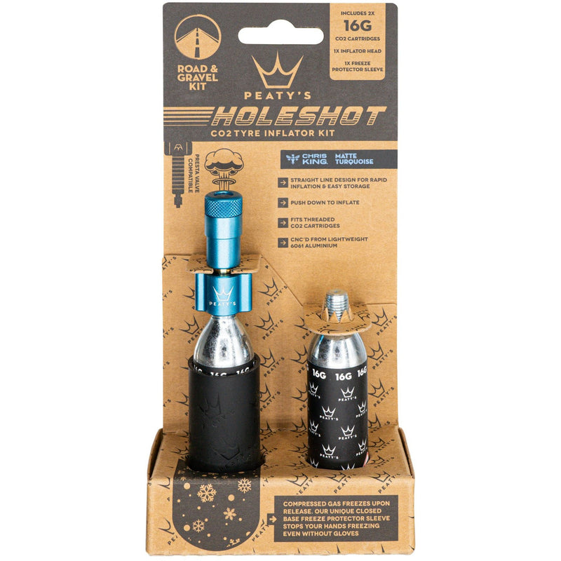 Peaty's Holeshot CO2 Tyre Inflator - Road and Gravel Turquoise