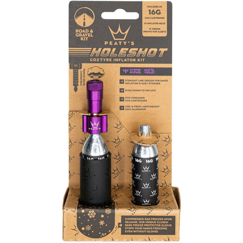 Peaty's Holeshot CO2 Tyre Inflator - Road and Gravel Violet