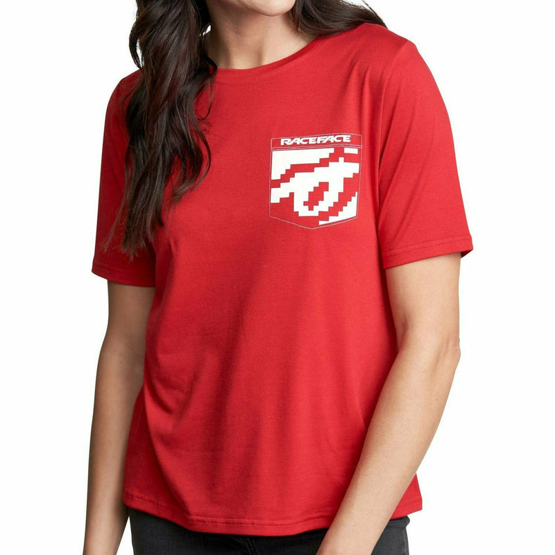 Race Face 8 Bit Pocket Short Sleeves Ladies T Shirt Red