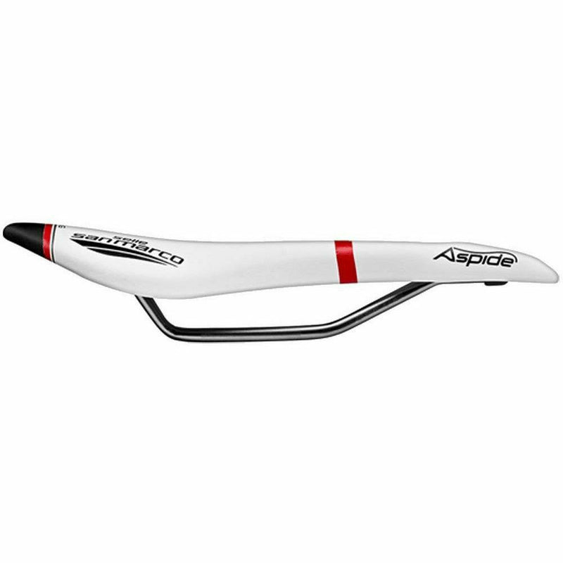 Selle San Marco Aspide Open-Fit Racing Saddle White / Black / Red - Narrow - S2