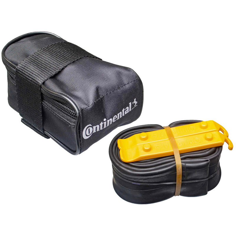 Continental MTB Saddle Bag With MTB Presta 42 MM Valve Tube And 2 Tyre Levers Black