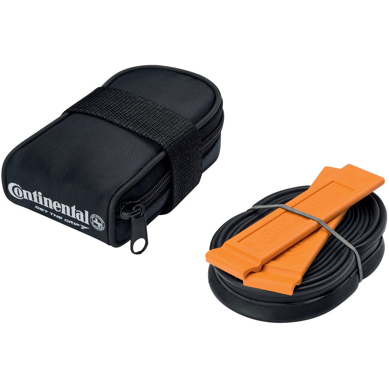 Continental Road Saddle Bag With Race Presta 48 MM Valve Tube And 2 Tyre Levers Black