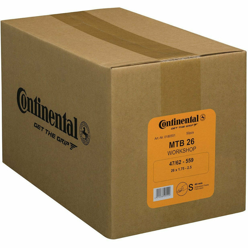 Continental Presta 42 MM Valve Workshop Tubes - 50 Pieces Black