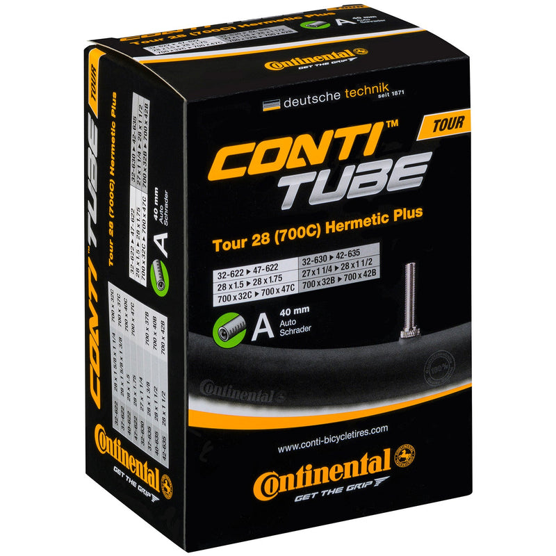 Continental Schrader 40 MM Valve Hermetic Plus Tour Tube Black
