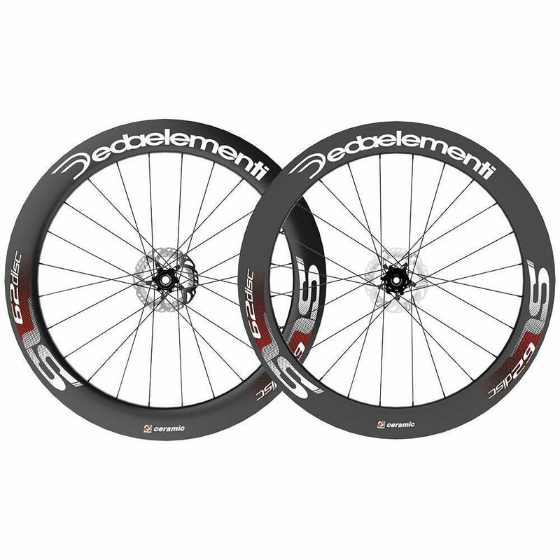 Deda Elementi SL62 DB Carbon Team Shimano Clincher Wheels Black / Red