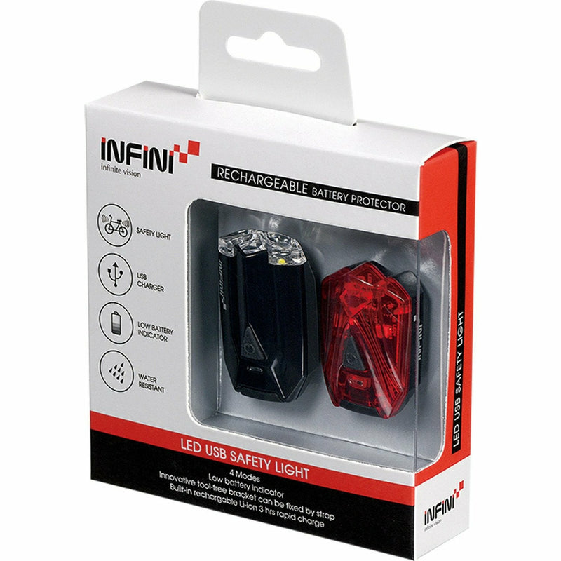 Infini Lava Twin Pack Micro USB Front & Rear Lights Black