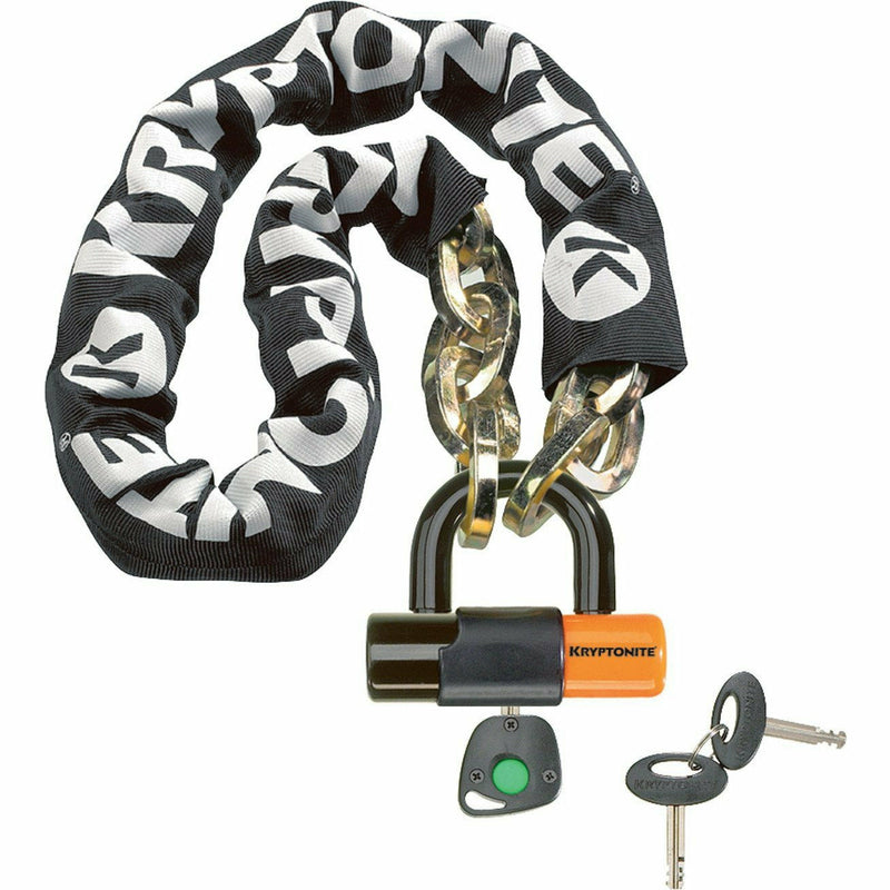 Kryptonite New York Chain With EV Series 4 Disc Lock 14 MM Gold Sold Secure Black / Yellow