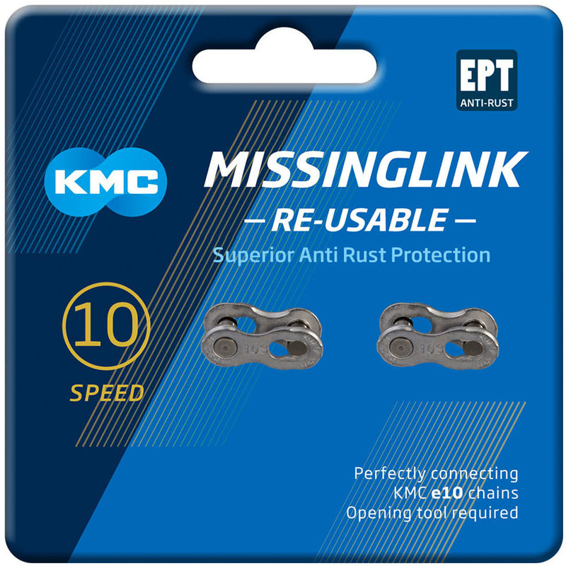 KMC Missing Link 10R EPT Re-Useable Joining Links - Pair Of 2 Silver