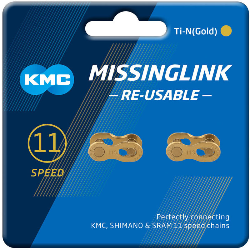 KMC Missing Links 11R Ti-N Re-Useable Joining Links - Pair Of 2 Gold