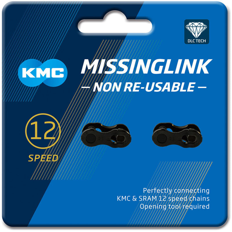 KMC Missing Link 12X DLC Non Reuseable Joining Links - Pair Of 2 Black