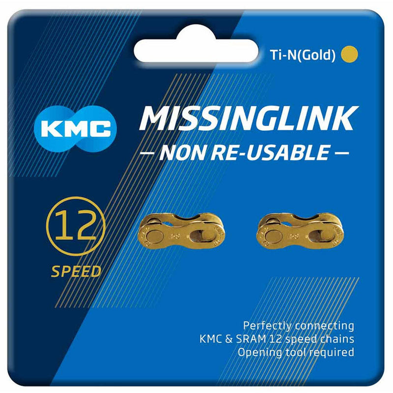 KMC Missing Link 12X Non Reuseable Joining Links - Pair Of 2 Gold