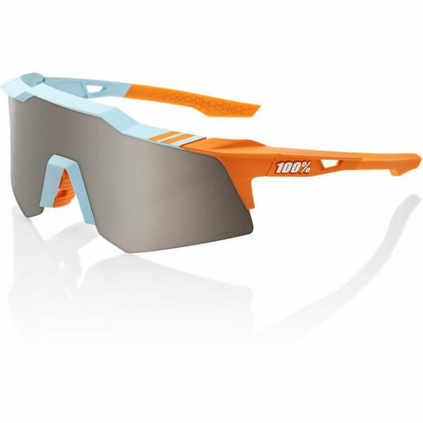 100% Speedcraft XS Glasses Soft Tact Two Tone With Hiper Silver Mirror Lens