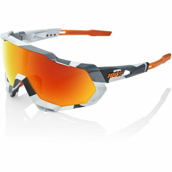100% Speedtrap Glasses Soft Tact Grey Camo With Hiper Red Multilayer Mirror Lens