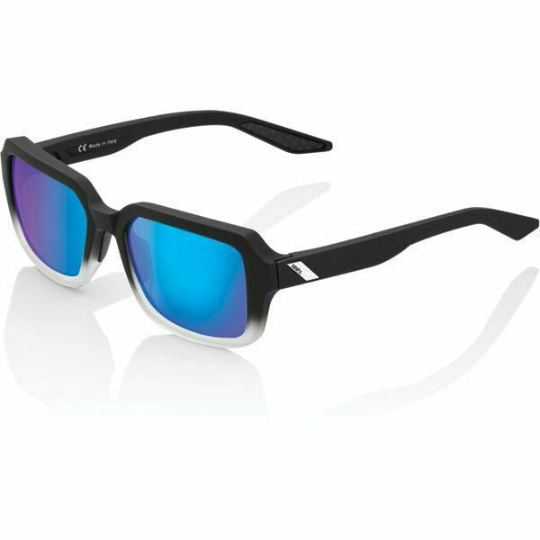 100% Ridely Glasses Soft Tact Fade Black / Blue Mirror Lens