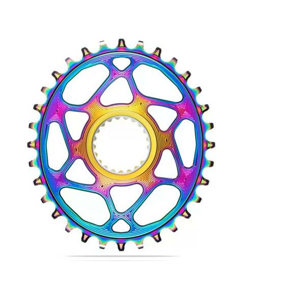 Absolute Black Oval Shimano Direct Mount 12Spd Chainring Rainbow
