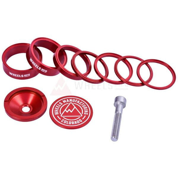 Wheels Manufacturing Pro Stackright Headset Spacer Kit Red - Pack Of 10